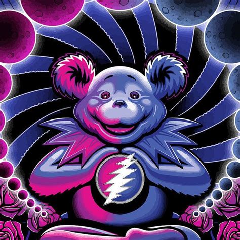 The Grateful Bear Ilustration Poster By The Bear Grateful Dead
