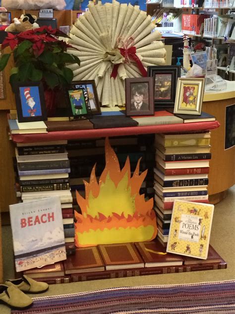 winter display with a book hearth christmas library display library decor school library