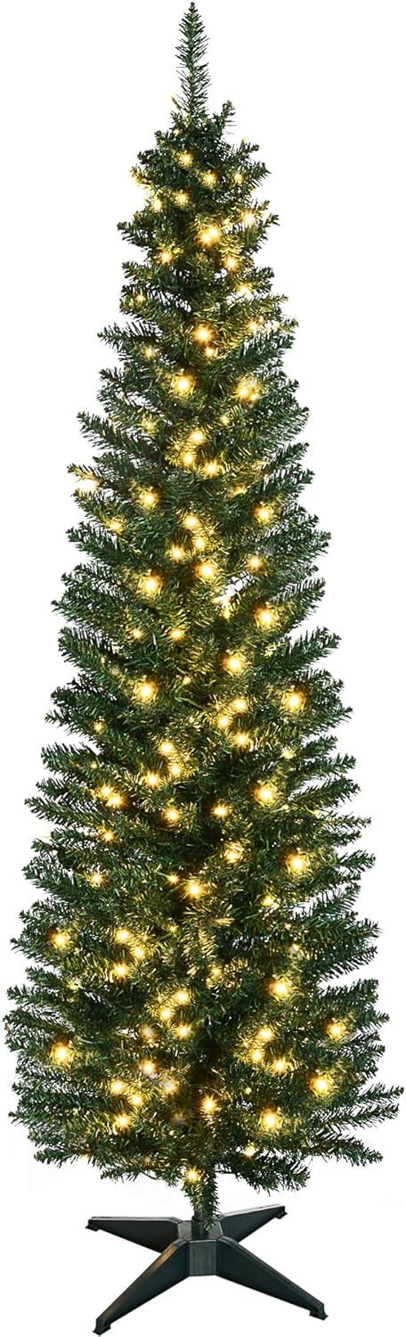 Homcom 6 Tall Pre Lit Slim Noble Fir Artificial Christmas Tree Review