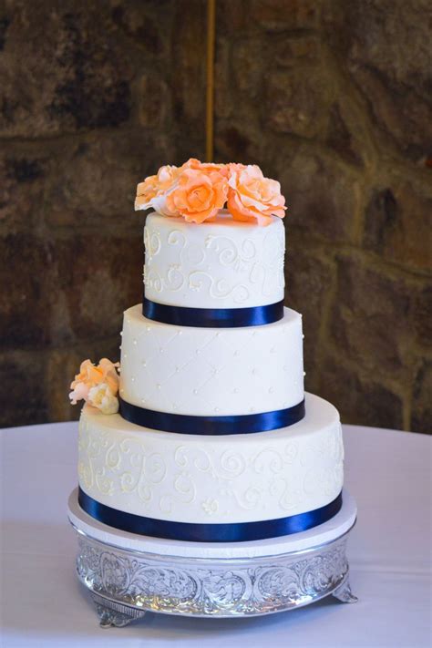 Dar.lene was so great to work with and very professional. Navy and Coral Wedding Cake Roanoke VA Wedding Fresh Baked ...