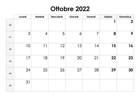 Calendario Ottobre 2022 Calendariosu