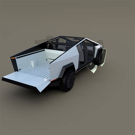 Tesla Cybertruck With Chassis And Interior White 3d Model