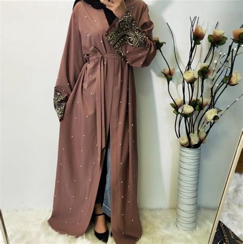 Fashion Longer Diamond Beading Muslim Robes Syari Abaya Female Full