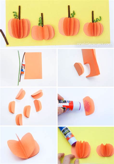 3d Paper Pumpkin Craft Halloween Paper Crafts Construction Paper