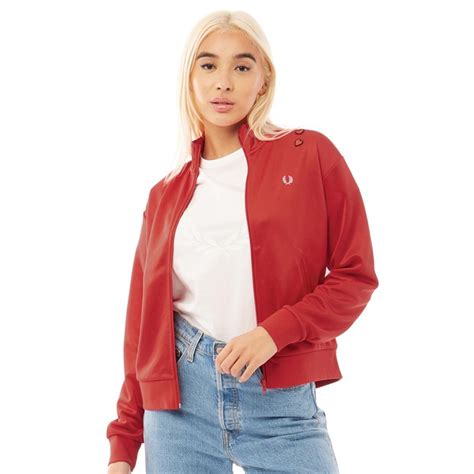 Buy Fred Perry Womens Embroidered 50s Track Jacket Lipstick Red