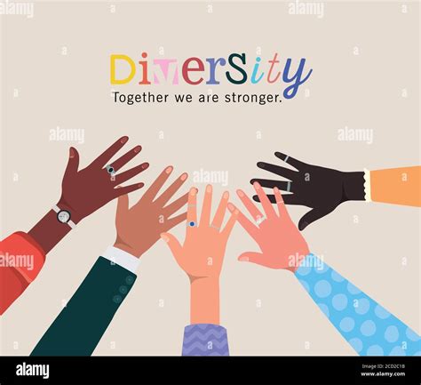 Diversidad Juntos Somos Más Fuertes Y Las Manos Tocándose El Diseño La