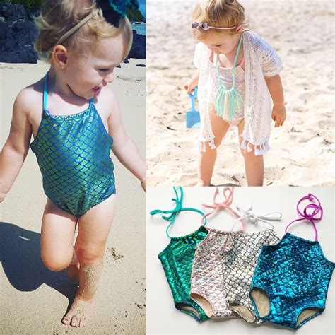 Fashion Baby Girl Mermaid Bikini Swimwuit Cute Kids Bling Bling Silver