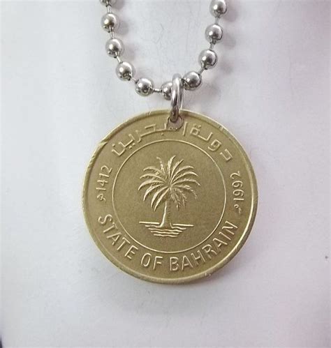 Palm Tree Coin Necklace Bahrain 10 Fils Coin By Autumnwindsjewelry