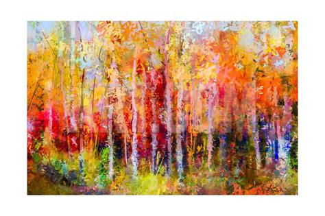 Oil Painting Landscape Colorful Autumn Trees Semi Abstract Paintings