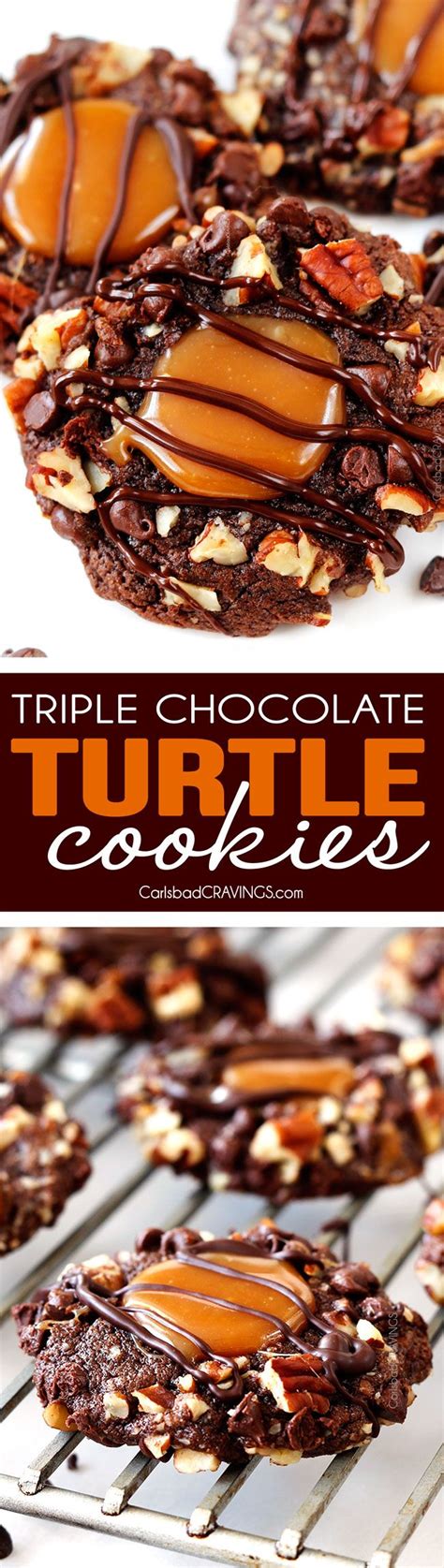 I don't partake often, because i would eat too many. My favorite cookie! Triple Chocolate Turtle Cookies rolled ...