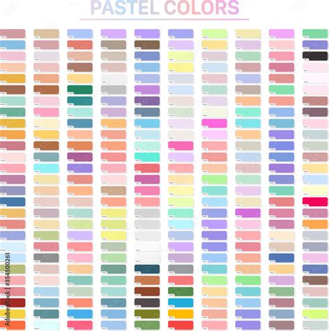 Pastel Colors Set With Hex Codes Trendy Color Palette Vector Stock