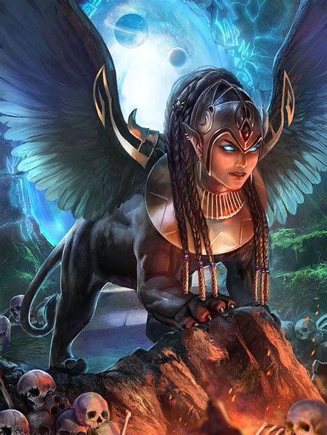 Sphinx Card By ~anastasiareddress Mythical Creatures Dark Fantasy
