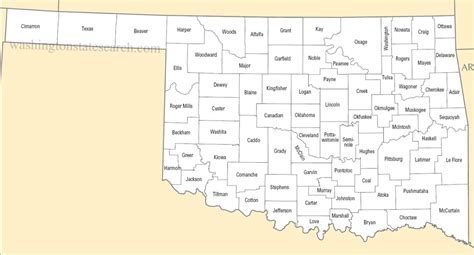 ♥ A Large Detailed Oklahoma State County Map