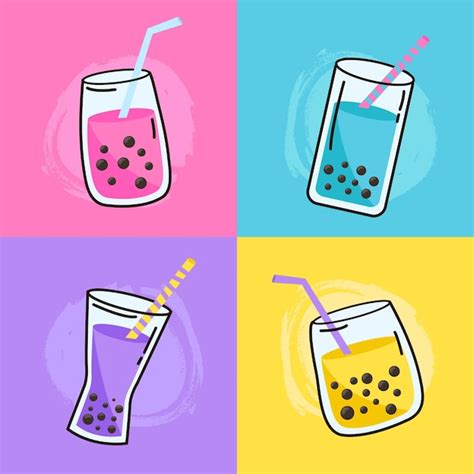 Free Vector Hand Drawn Bubble Tea Flavors