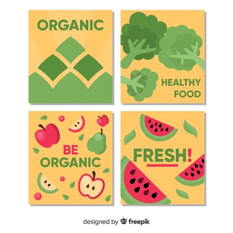 Healthy food card set | Free Vector