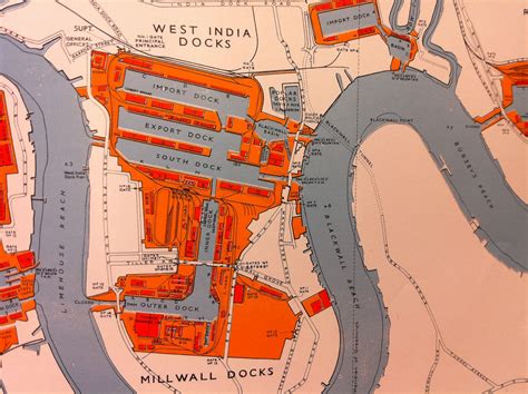 West India Docks And Millwall Docks Isle Of Dogs London Map London