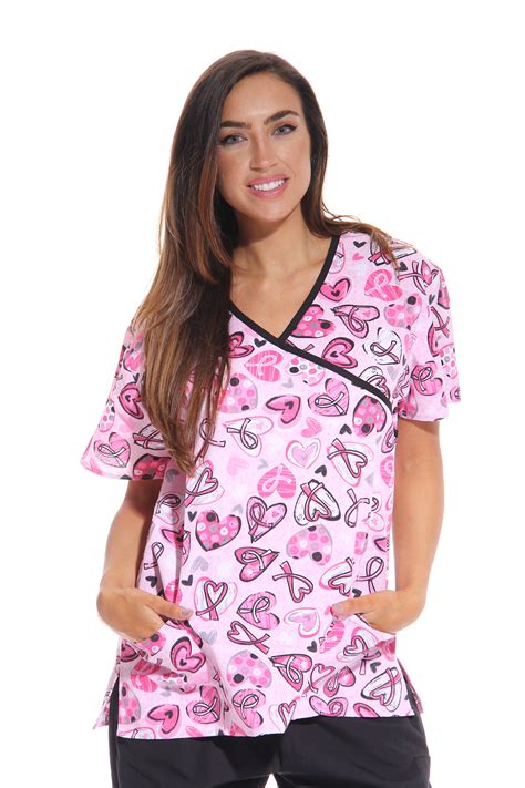 Dreamcrest Women S Scrub Tops Holiday Scrubs Nursing Scrubs Ribbon Print 6 X Large