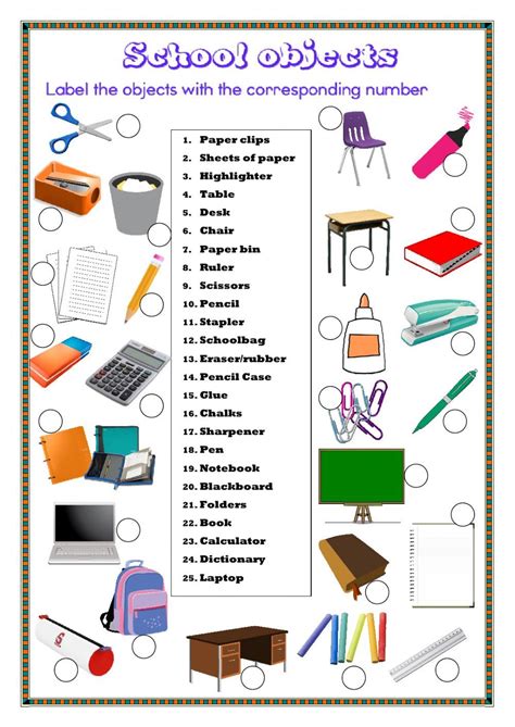 Classroom Objects Worksheets For Kindergarten Pdf Sherrie Hine S English Worksheets