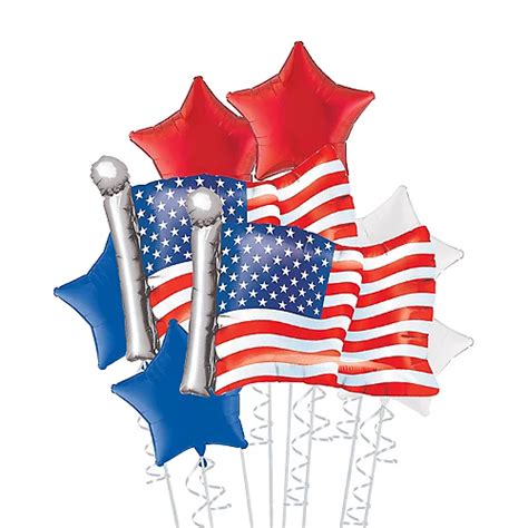 American Flag Deluxe Balloon Bouquet 8pc Party City
