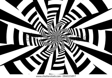 Black White Psychedelic Swirling Lines Stripes Stock Illustration