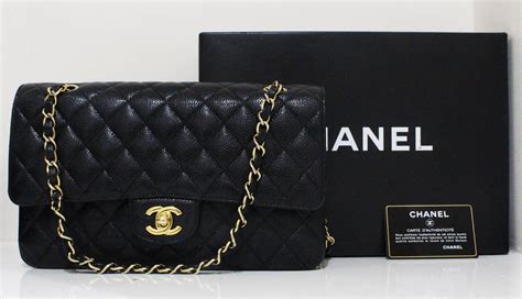 Chanel Black Quilted Caviar Classic Medium Double Flap Bag Excellent