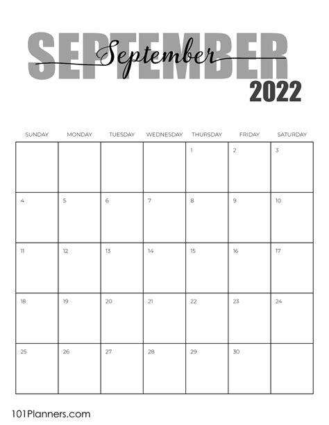 Free Printable September 2022 Calendar Customize Online
