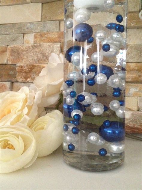 Diy Floating Pearl Centerpiece Vase Filler Pearls Royal Bluewhite