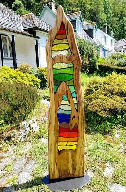 Pinnaculum Stained Glass And Wood Sculpture Stained Glass Crafts Stained Glass Art Driftwood