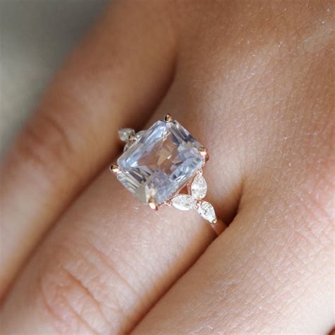 White Sapphire Engagement Ring Color Change Sapphire Ring Etsy