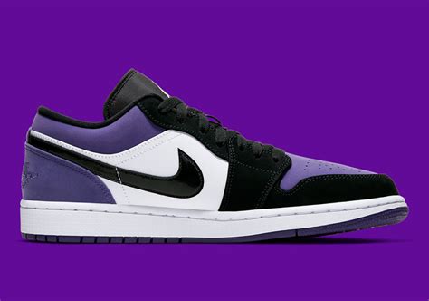 This leaves a soft cream color to make up the lower eyestays and heel counter. Nike Air Jordan 1 Low Court Purple Toe | Sneaker Releases ...