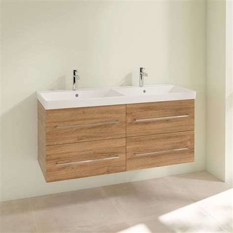 Villeroy And Boch Avento Oak Kansas 1200mm Wall Hung 4 Drawer Double