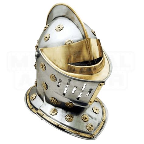 Golden Knight Helmet Knights Helmet Medieval Helmets Leather Armor