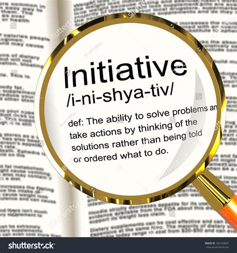 Initiative Definition Magnifier Shows Leadership Resourcefulness And ...