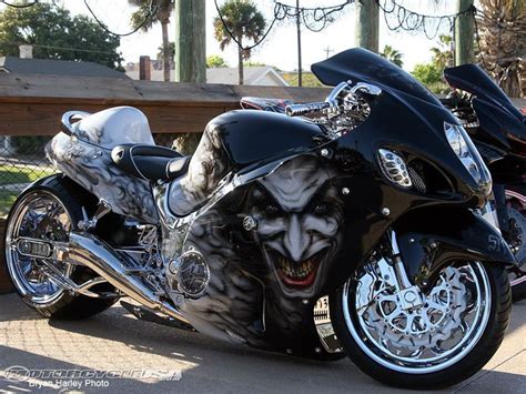 Joker Paint Job On A Motorcycler Custom Motorcycle Paint Airbrushed