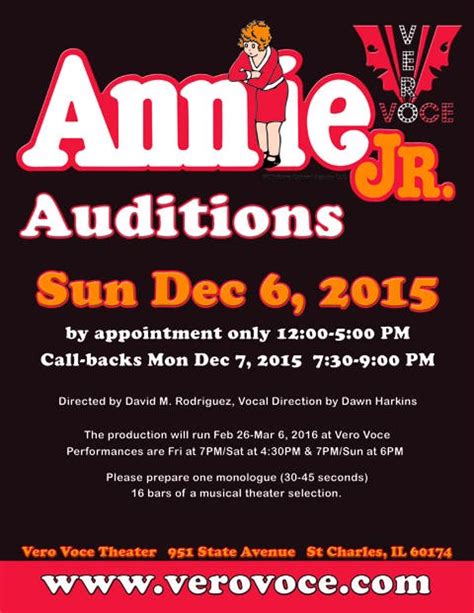 Auditions For Annie Jr At Vero Voce St Charles Il Patch