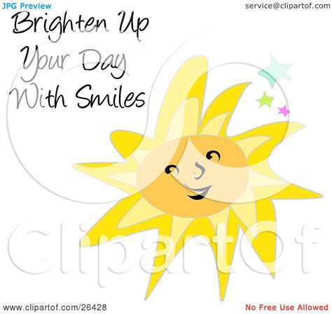 Clipart Illustration Of A Happy Smiling Yellow Sun With Colorful Stars