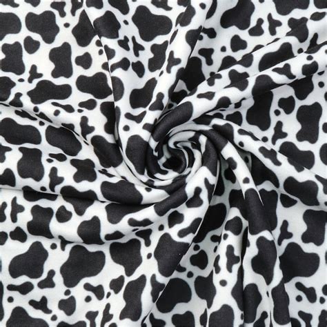 Black White Cow Print Double Brushed Poly Stretch Fabric Etsy