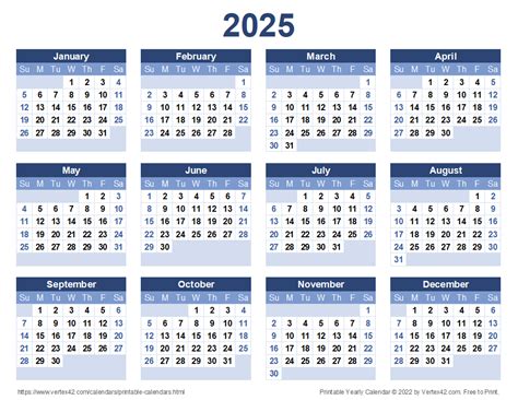 2025 Year Calendar Isolated On White Background Vector Image Gambaran