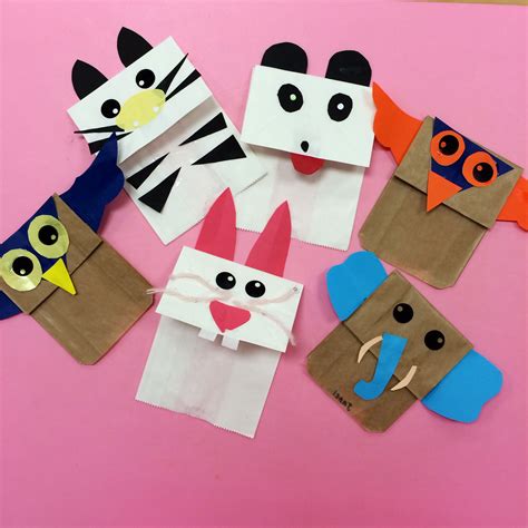 Animal Paper Bag Puppets การตกแต่งห้องเรียน สัตว์ กระดาษ