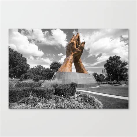 Tulsa Oklahoma Praying Hands In Selective Coloring Canvas Print By