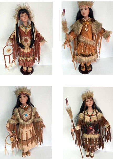 24 Porcelain Indian Doll Set Of 4 1 Set Ctn D24700k Kinnex Dolls