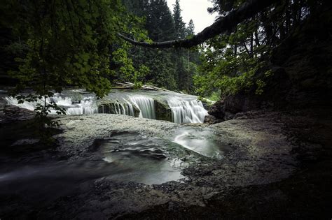 Lewis River Falls Usa Rivers Waterfalls Forests Washington Hd