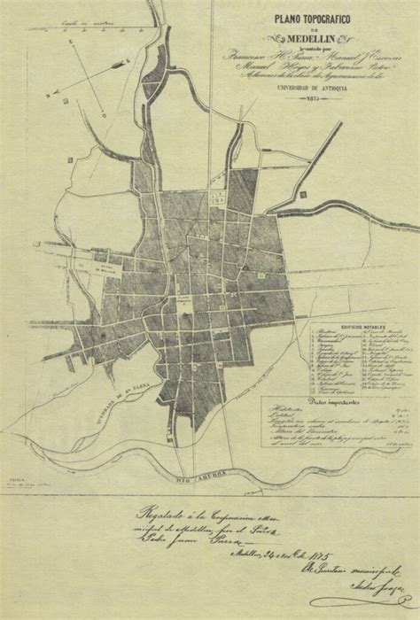 Plano Topográfico De Medellín 1875 Mapas Milhaud