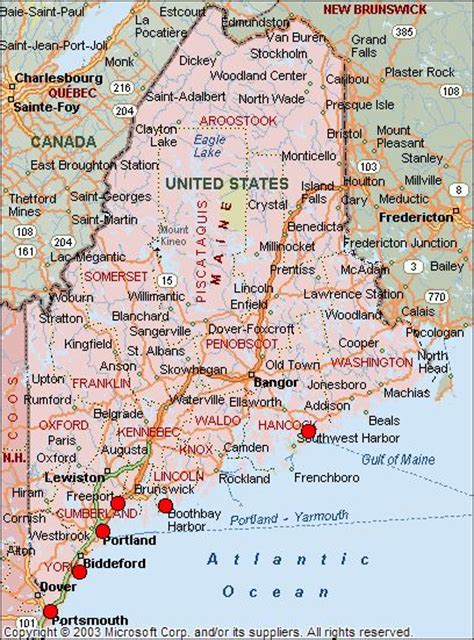 Shows A Map Of Maine Featuring Cities Towns And Major Roadways Usa