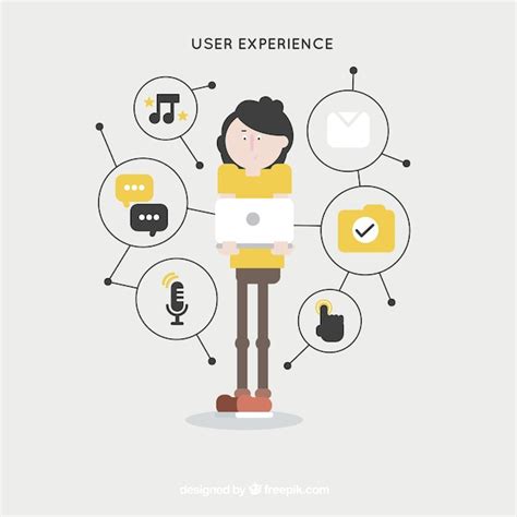User With Geometric Web Experience Icons Vector Free Download