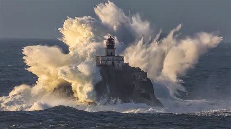 Tillamook Rock Lighthouse During Fridays Storm Surge In The Pacific