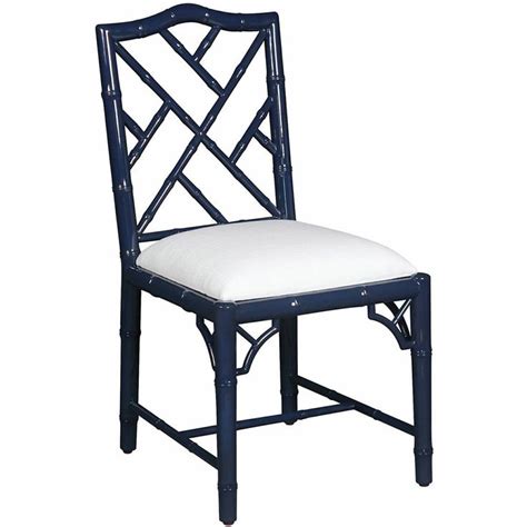 Chippendale Inspired Lacquer Side Chair — Navy Blue By Selamat Designs