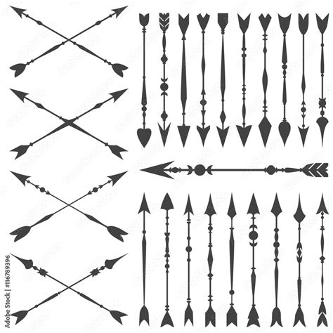 Arrow Clip Art Set In On White Background Collection Of Vintage Arrows With Clear Geometric