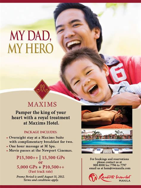 Maxims Hotel Launches Fathers Day Promo My Dad My Hero The Rod Magaru Show