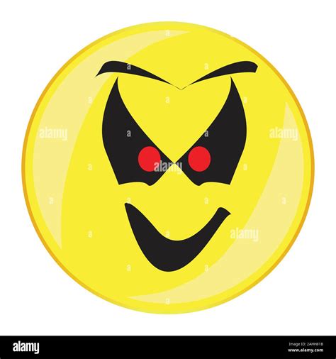 An Evil Ghost Smile Face Button Isolated On A White Background Stock